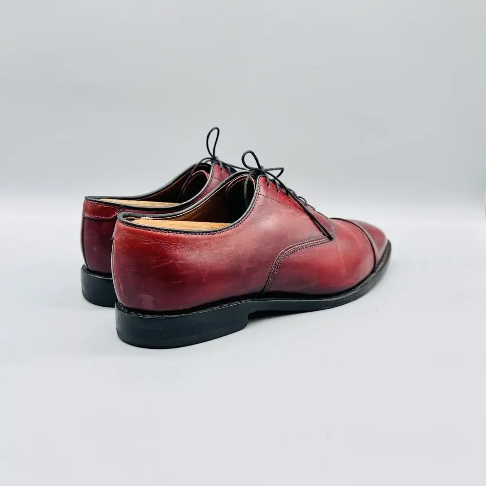 Allen Edmonds Shoes Mens 8 Red Leather Park Ave Cap Toe Oxford Dress Classic